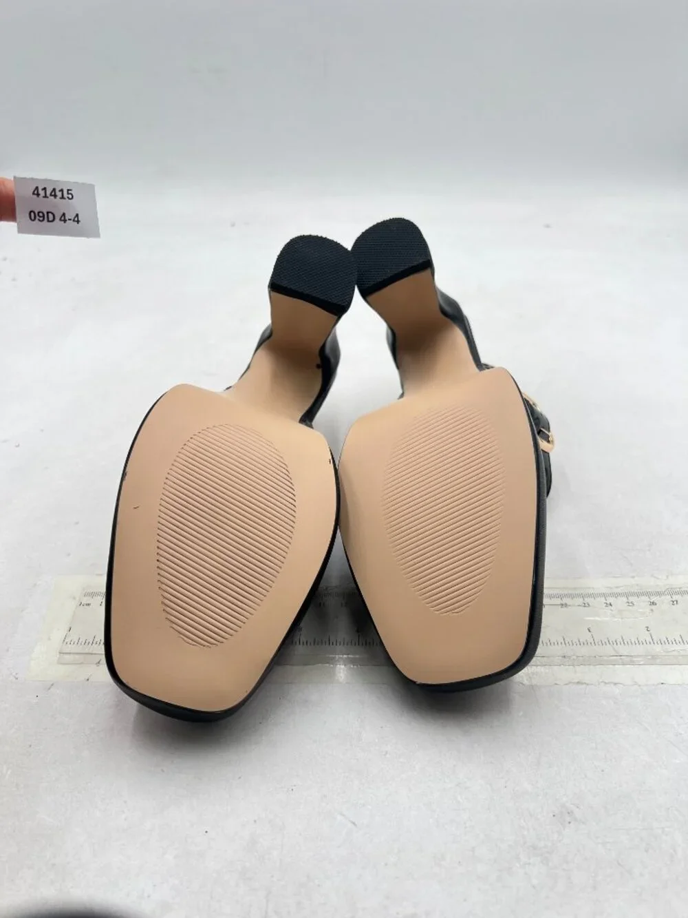 FYS Black Butterfly Platform Square Toe Pumps Chunky High Heel Mary Janes Shoes
